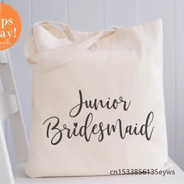 Shopping Bags JUNIOR BRIDESMAID Graphic Hipster Cartoon Print Tote Girls Pacakge Hand Bag
