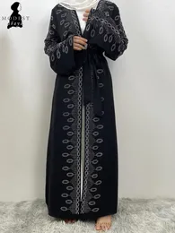 Ubranie etniczne Czarne koło Diamond Abaya muzułmańska kobieta Dubai Ramadan Abayas Kaftan Islamski elegancki sukienki Długa szata Galabia Islam Modlitwa