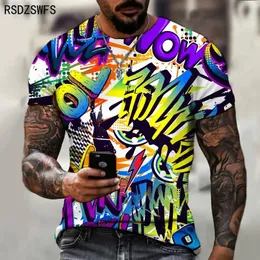 3D-gedruckte Herren-T-Shirts mit interessanten Graffiti-Mustern Sommer Mode O-Neck T-Shirts Street Kleidung Harajuku Herren übergroße T-Shirts 240510