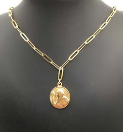 100 Aço inoxidável St Benedict Medal Pingente Colar para Women Medalla San Benito Metal Lock Chain Colar Religiosas6974525