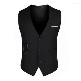 Мужские жилеты 7xl Высококачественное платье для мужчин Slim Fit Mens Stied Жилеты мужской жилет Gilet Homme повседневная рукавочная формальная деловая куртка