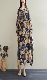 Весенние летние винтажные платья для печати женщины хлопковое льняное льня