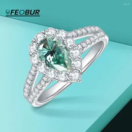 Cluster Rings Luxury Full Moissanite Ring 925 Sterling Silver Plated 18K White Gold 5 8mm Waterdrop Pear Cut Diamond Wedding For Women