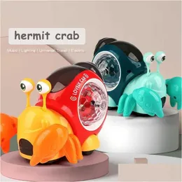 Electric/RC Animals Childrens Toys Cling Crab Walking Dance Electronic Pet Robot Hermit Snail Glowing Music Light Baby and Toddler D Dhnse