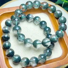 Dekorative Figuren natürlicher grüner Garten Quarzband Frauen Lucky Crystal Clear Runde Perlen Strang Armreifen Heilungs Schmuck Geschenk