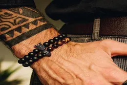 Мужский браслет из натурального камня 2pcsset модный корона Чарм Pulseras Masculina Jewelry Женщины браслеты4631020