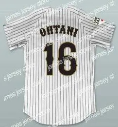 Baseball vintage herr shohei ohtani japan samurai pinstriped baseball tröjor vita svart 11 hokkaido nippon skinka fighters stitche9077805