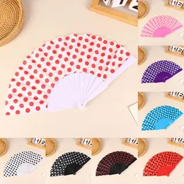 Party Supplies 1pc Polka Dot Folding Fan Classical Dancing Colored Elegent Ladies Gift Home Decor