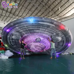 Inflatable Lighting Spacecraft Models Blow Up Ufo Balloons Inflation Space Theme Decoration For Outdoor Party Event With Air Blower 7mLx7mWx2.5mH For Toys Sports