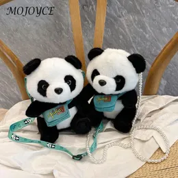 Totes Women Cute Cartoon Bag With Zipper Panda Fluffy Sling Soft Mobile Phone Pouch Girls Winter Warm