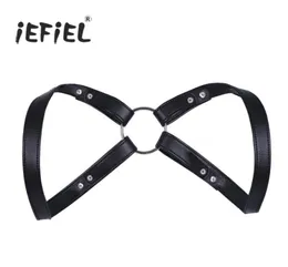 iEFiEL Brand Fashion Sexy Men Lingerie Faux Leather Adjustable Body Chest Harness Bondage Costume with Press Buttons14284009