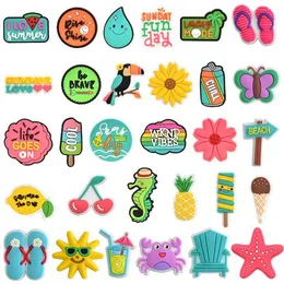 summer day cute cartoon beach shoe accessories hot sun ice cream pvc soft shoe flowers soft rubber shoe flowers