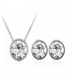 Rovski Round Pendant Necklace Stud Earrings Set Women 2018 Jewelry Set Mother 's Gift4891760의 크리스탈