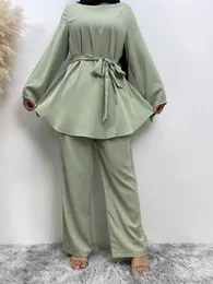 Etnik Giyim Mütevazı Abayas Kadınlar Müslüman Setleri Ramazan Türkiye Dubai Kaftan İslam Giyim Kaftan Hijab Elbise Musulman Topluluklar De Mode T240510