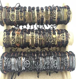 Ganz 100pcslot Mix Style Metall Ledermanschette Charm Armbänder für MEN039S Women039s Schmuckparty Geschenke Bangle4409188