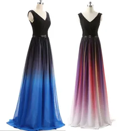 Qatar 2023 Elie Saab Abend Prom Kleider Gürtel Rückenless Gradientenfarbe Schwarz Chiffon formelle Anlässe Partykleider Reales Fotos Plus Size 225n