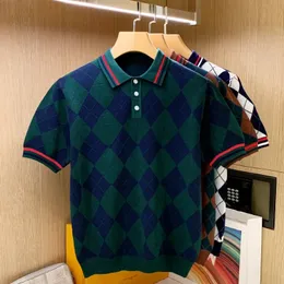 İlkbahar Yaz Erkekler Kısa Kollu Polo Gömlek Erkek Ekose Kontrast Renk İnce Uygun Feat Fabit Ventilate Golf 2024 W49 240509