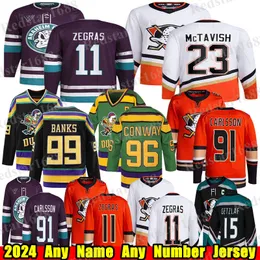 #11 تريفور Zegras Anaheim Hockey Jersey #23 Mason McTavish Leo Carlsson Troy Terry Ryan Getzlaf John Gibson Cam Fowler Paul Kariya Charlie Conway Mighty Ducks Jerseys