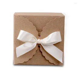 Hediye Sargısı 1 PC Kraft Kağıt Kutuları Şerit Paketi ile Paket Pakası Ambalaj Düğün Yemekleri