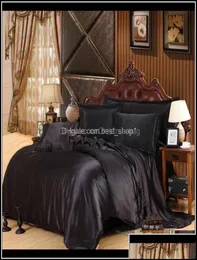 Sets Lieferungen Textilien Garten Satin Seiden Bettwäsche Home Textile Kingsize Set Bett Kleidung Duvet er Flachblatt Drop Lieferung 2021 K7780840