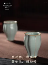 Teaware Set Fråga Ding Ru Kiln Azure Buddha Handpar av koppar Open Piece Master Cup Personlig Jingdezhen Ceramic Teacups Present Boxed
