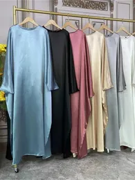 Etniska kläder Ramadan Eid Satin Abaya Turkiet Islam Muslim Maxi Dress Abayas For Women Kaftan Ka Caftan Marocain Robe Femme Musulmane T240510