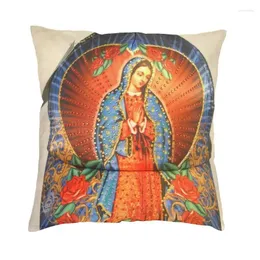 Kudde Our Lady of Guadalupe Mexikansk jungfru Mary Kast Dekorativ katolsk lyxtäckning Square Pillow Case