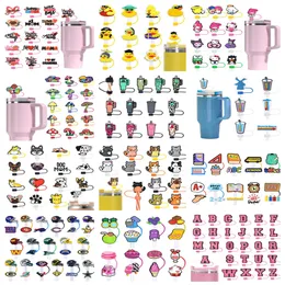 Multiple styles straw cover topper silicone accessories cover charms reusable splash proof drinking dust plug decorative DIY your own 10mm straw