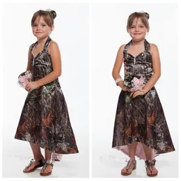 2022 Camo First Holy Compleion Dresses Halter Crystal Flower Girl Dresses Girls Pageant Dress Kids Toddler Party Cowns Cheap 246U