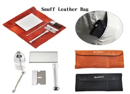 New 100 Genuine Leather Tobacco Pouch Bag Snuff Snorter Tool Sniffer Straw Hooter Hoover Pouch Bag Pipe Smoking Case Pill Bottle 7494897