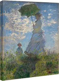 Kunstfrau mit einem Parasol Madame Monet und ihren Sohn Leinwand druckt Wandkunst von Claude Monet berühmte klassische Ölgemälde Reproduktion Menschen Landschaft Bilder Kunstwerke