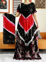 Etniska kläder 2023 Kvinnor Summer Short Slve Abaya Positionering Tryckt samla midja Löst blommor Boubou Maxi Islam Women African Clothes T240510