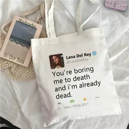 Shopping Bags You're Boring Me To Death And I'm Already Dead. Letters Fun Female Canvas White College Harajuku Punk Ins Vintage