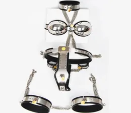 6in1 Feminino de cinto de cinto de sexo BDSM Restrições de escravidão Kits Collar+Bra+Cinturão+anel da coxa+plugue anal+Vagina Plug G7-5-197556767