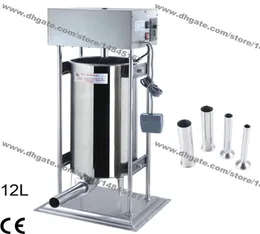 Stal nierdzewna 12L Elektryczna Auto Sausage Salami Maker Sausage Maszyna kiełbaska z 4 farszami Funnels6747770