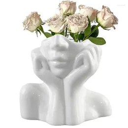 Vasen Keramikkörper Vase Face Female Form künstlerischer Blume Frauen Pflanzer Moderner Stil für Home Tischregale