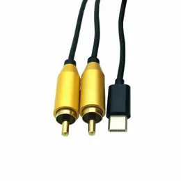 2024 Type-C USB C إلى 2 إشارة ذكور مزدوجة RCA للفيديو AV Adio Adapter Cable Convers