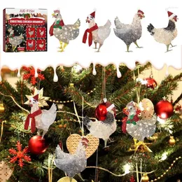 Decorazioni natalizie 4 pezzi di pollo ornamento a sospensione a ciondolo in legno divertenti decorazioni per le vacanze in casa