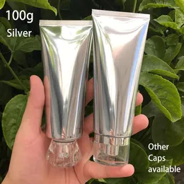 저장 병 100ml 은색 플라스틱 소프트 튜브 100g 화장품 로션 크림 컨테이너 샴푸 치약 스퀴즈 병 고품질