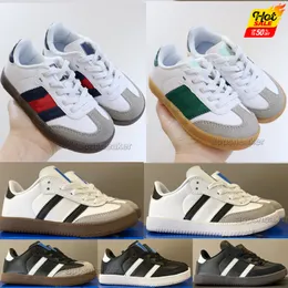 2024 Kids Shoes Casual Sambas Running Boys Sneakers Vegans Barn Youth Big Kid Shoe Toddlers Preshcool Runner Gum Trainers Black White Girls Szie 27-37