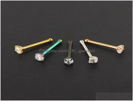 Nose Rings Studs Nostril Piercings Cz Crystal Piercing Stud Stainless Steel Star Nariz Jewelry Wholes Mix Color Drop Delivery 7122555