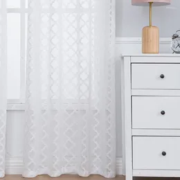 Curtain Rhombo American Colore solido semplice garza bianca per camera da letto e soggiorno