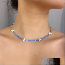 Chokers modische farbige Reisperlen handgefertigte Perlenkette für Frauen Blume Daisy Schlüsselblatt Drop Lieferung Schmuck Halsketten Penda Dhwva