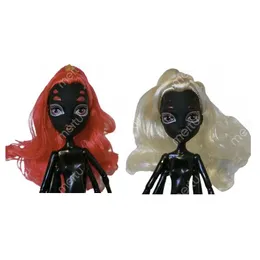 Black Skin Monster Doll Head 2 قطع/دفعة أزياء حمراء وأبيض لتركيب دمية DIY مجموعة DIY مقترنة بمكياج رائع مناسبة للعب الوحش