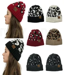 Frauen Leopard Print Strick Mützen Mode Outdoor Winter Warm Wollknitting Hat Party Hüte Lieferungen 5Styles RRA37469233067