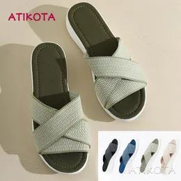 Slippers Atikota Women Women Summer Summer Outdoor Beach Fashion Fashion Tamanho grande sapatos de toe de toe strap