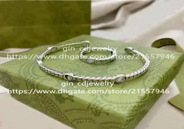 Luxus -Designer Modebretter Alt Silber Paar Armband Ring Geburtstag Hochzeit Engagement Geschenk Bangle2548101