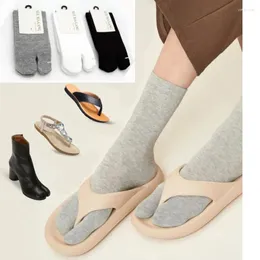 Frauen Socken 9pairs japanische zwei Finger lange Männer geteilt Zehen Unterwäsche Faser für Flip Flop Sandale komfortable klassische solide Freizeit
