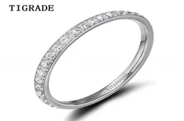 TIGRADE 2mm Women Ring Cubic Zirconia Anniversary Wedding Engagement Band Size 4 to 13 bagues pour femme 2107012168466