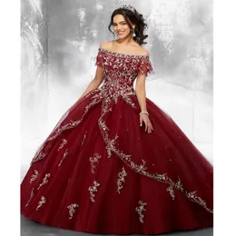 Burgundy Ball Gown Quinceanera Dresses Tulle Sweet Princess Dresses for Ondidos 생일 드레스 292f
